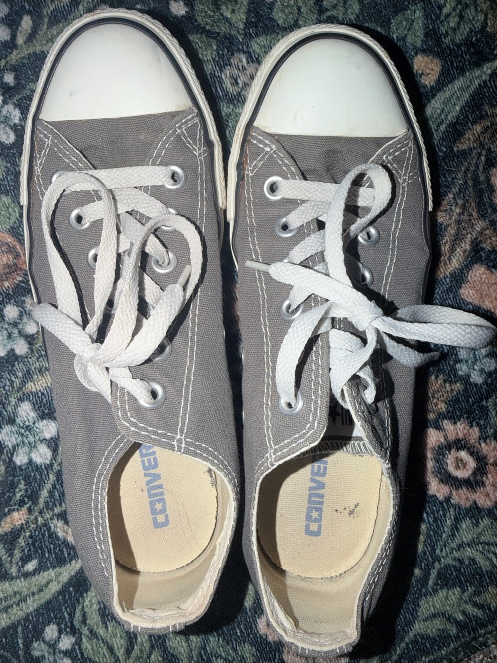 Converse Gray and White Canvas Low-Top Sneakers